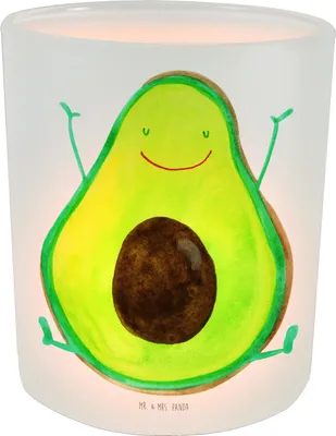 Produktbild von Mr. & Mrs. Panda Deko Windlicht Avocado Glücklich - Transparent - Geschenk, Freude, Windlicht Zur Hochzeit, Gesund, Chaos, Windlicht Deko, Vegan, Teelichtglas, Veggie