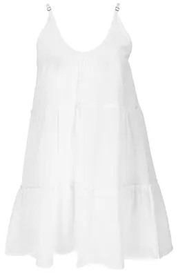 Produktbild von Boho Minikleid, Natürliches Stufenkleid, Sommerkleid, Hängerchen - Weiß, Damen, Baumwolle, Kleider