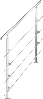 Produktbild von V2Aox Treppengeländer Edelstahl, Handlauf für Treppe, Balkongeländer Aufsatzmontage, Geländer 105 cm hoch, verschiedene Längen, inkl. Montagematerial, Länge:80 cm, Anzahl Streben:4