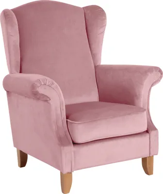 Produktbild von Max Winzer Ohrenbackensessel Verita - Samtvelours rosé - Maße: 88 x 84 x 108 cm