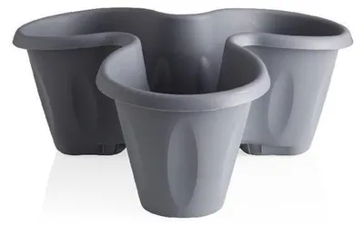 Image de Pot de fleurs "Trifoglio" - Gris - D 40 x H 16 cm