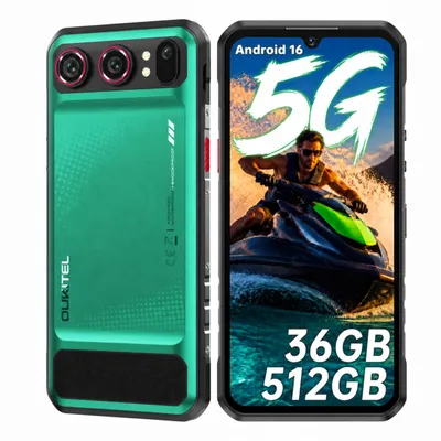 Image de OUKITEL WP68 Air Téléphone Portable Incassable 5G Android 16, 36 Go + 512 Go, Batterie 8000 mAh, Écran 6,88" 120 Hz, Appareil Photo 64 MP, NFC, Vert, Image générée par une IA