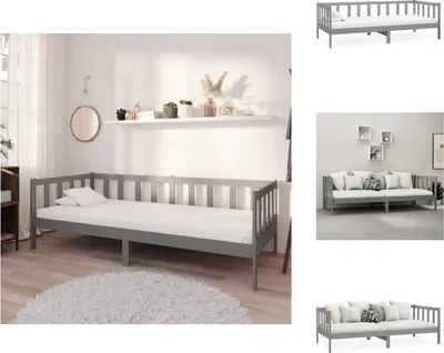 Produktbild von vidaXL Tagesbett Grau Kiefer Massivholz 90x200 cm -  Betten & Bettgestelle