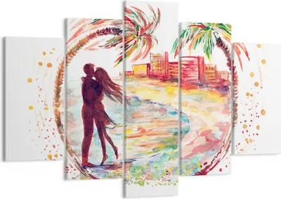 Produktbild von Bild auf Leinwand - Leinwandbild - Liebe Palmen Ansicht Sommer - 150x100cm - Wand Bild - Wanddeko - Leinwanddruck - Bilder - Kunstdruck - Wanddekoration - Leinwand bilder - Wandkunst - EA150x100-2989