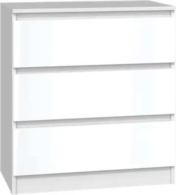 Obrázek produktu pro VBChome Komoda se 3 zásuvkami 70 x 40 x 77 cm Bílý lesk Bezúchytková komoda Víceúčelová skříňka do předsíně Ložnice Obývací pokoj Dětský pokoj Moderní bílý lesk