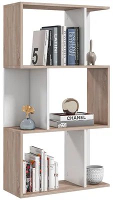Immagine prodotto di HOMCOM Mobile Libreria Moderno a 3 Ripiani Bianco e Legno Naturale