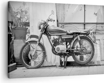 Produktbild von Bild auf Leinwand - Leinwandbild - Einteilig - Alt Motorrad Schwarz und Weiß - 70x50cm - Wand Bild - Wanddeko - Wandbilder - Leinwanddruck - Bilder - Wanddekoration - Leinwand bilder - AA70x50-4487