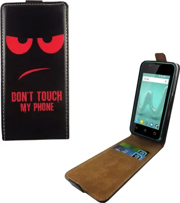 Produktbild von Handyhülle Tasche Flip für Wiko Sunny 2 Dont Touch My Phone Rot