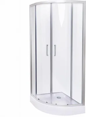 A clear studio shot of a shower cabin against a white background.