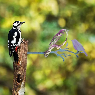 Produktbild von Evila Originals, Bird on the branch 22, Dekoratives Objekt, Mehrfarbig, 100 % METALL, 20 x 40 cm
