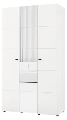 Produktbild von Ouarza - Kleiderschrank 3 Türen, 117x52 cm Mattweiß, Garderobe