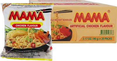 Produktbild von [ 20x 90g ] MAMA Instant Nudeln mit Huhngeschmack / Jumbo Pack / Chicken Flavour / orientalischer Art