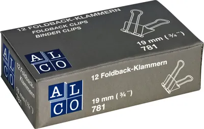 Produktbild von Alco Foldbackklammer Metall vernickelt 19mm gelb 12 Stück