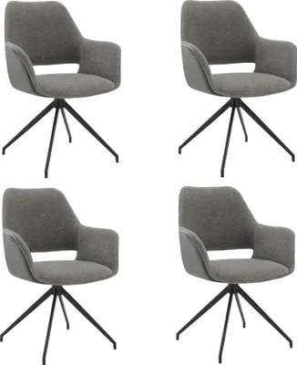 Image de Lot de 4 Chaises de Salle à Manger,  Fauteuil Pivotant à  360°, Chaise de Cuisine  Coussinets de Pied Réglable Gris