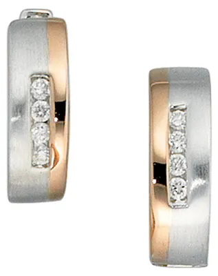 Produktbild von Creolen Ohrringe mit 8 Diamanten Brillanten 585 Gold Weißgold & Rotgold Damen