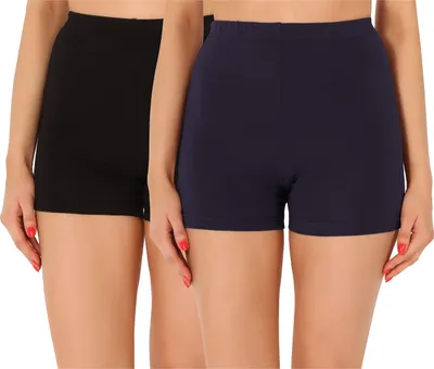 Produktbild von Merry Style Damen Shorts Radlerhose Boxershorts aus Baumwolle 2Pack MS10-358 (Schwarz/Marineblau (2Pack), S)