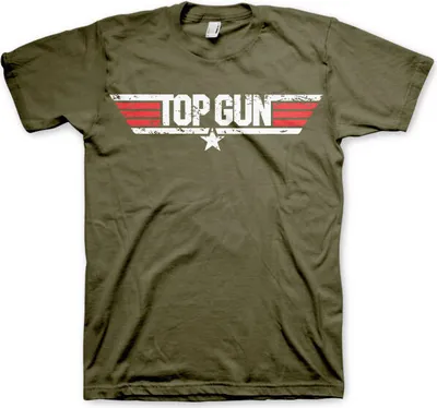Produktbild von Top Gun Distressed Logo T-Shirt - Medium - Olive