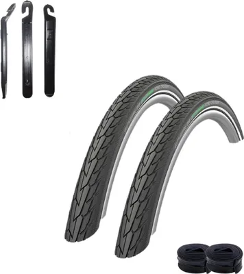 Produktbild von 2 x Schwalbe Road Cruiser Fahrradreifen Schwarz 47-559 (26 x 1,75) + 2 x DV13 inkl. Reifenheber