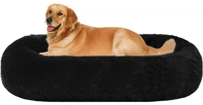 Produktbild von Orthopädisches Hundebett rund, Donut, Kuschelig, Waschbar, 100 cm Ø, Schwarz