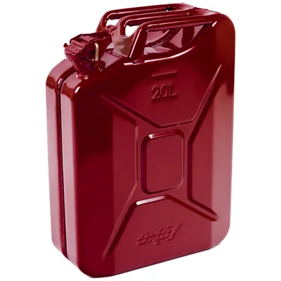Produktbild von Oxid7® Benzinkanister Kraftstoffkanister Metall 20 L Rot mit UN-Zulassung inkl. Ausgießer Bauart  für Benzin Diesel Kraftstoff Kanister