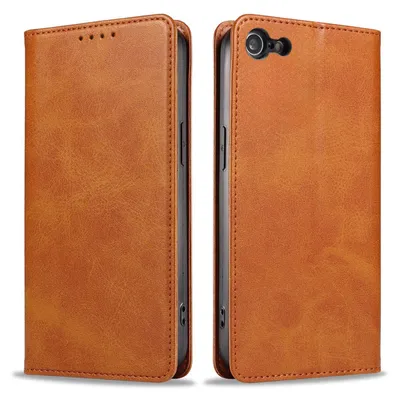 Produktbild von Handyhülle für Apple iPhone 7 / 8 / SE2020 Kunstleder Flip Cover Hülle Handytasche Case Kartenfach Farbe: Hellbraun