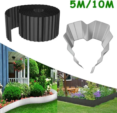 Produktbild von NAIZY Cortenstahl Rasenkante, Verzinktes Beetbegrenzung aus Metall Einfach zu Montieren, 15cm Hoch Flexibel Rasenkanten, Wurzelsperre Blumenbeet oder als Mähkante Länge Anpassbar(5M, Schwarz)