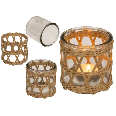 Produktbild von OOTB Seegras/Glas-Teelichthalter