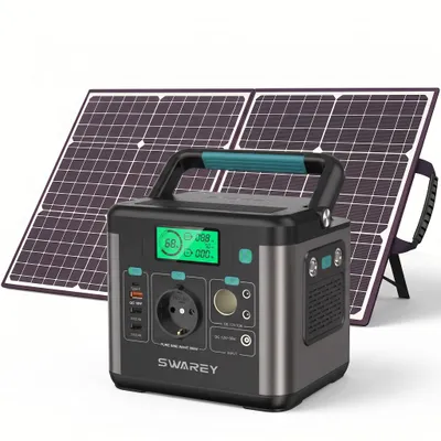 Immagine prodotto di Caricabatterie da 333Wh con pannello solare da 100W, centralina portatile da 350W (potenza massima 700W), generatore solare, alimentazione elettrica per esterni