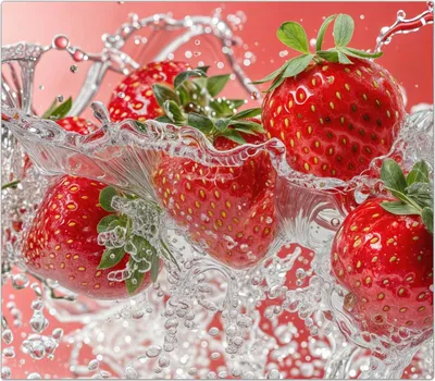 Produktbild von Spritzschutz Herdabdeckplatte Schneidebrett aus Glas Erdbeerspritzer 1-Teilig (60x52cm)