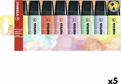 Image de Stabilo - marqueur Boss 70/8 8st pastel Assorti | Enui un 8 pièces | 5 pièces