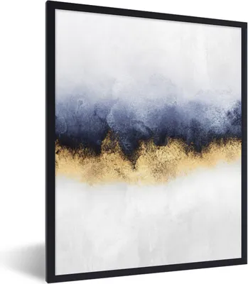 Produktbild von MuchoWow® Gerahmtes Poster Abstrakt - Gold - Luxus 60x80 cm - Poster mit Schwarzem Bilderrahmen Wandposter Rahmen Foto Bilder - Premium - Wanddeko Wohnzimmer