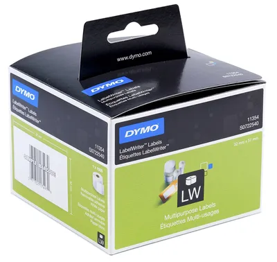 Zdjęcie produktu dla DYMO Oryginalne duże etykiety uniwersalne LabelWriter | 57 mm x 32 mm | Samoprzylepne | 1000 sztuk na rolce | Łatwe do odklejania z rolki | Do drukarek etykiet LabelWriter | Wyprodukowano w Europie, Biały, Samoprzylepne etykiety do drukowania, Papier, Wyjmowana, Prostokąt, LabelWriter