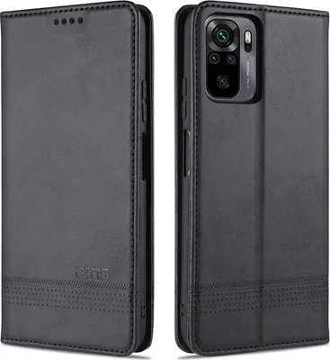 Image de Etui Redmi Note 10 4G, portefeuille avec fermeture magnétique et support, étui en cuir pour Xiaomi Redmi Note 10 4G / Note 10S noir