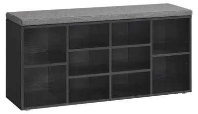 Produktbild von Schuhbank mit Stauraum, Dielenbank, Leinenoptik, 30 x 104 x 48 cm