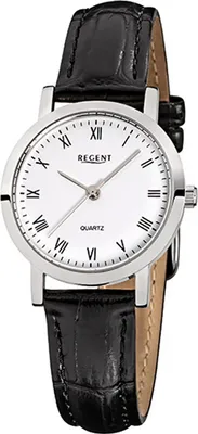 Image de Regent cuir femme montre F-935 bracelet à quartz noir D2URF935