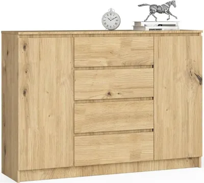Zdjęcie produktu dla BDW, komoda z 4 szufladami, 139x40x99 cm, K140, dąb Artisan