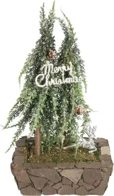 Produktbild von Künstlicher, schneebedeckter Weihnachtsbaum aus Jute, 28 cm, Weihnachtsdekoration