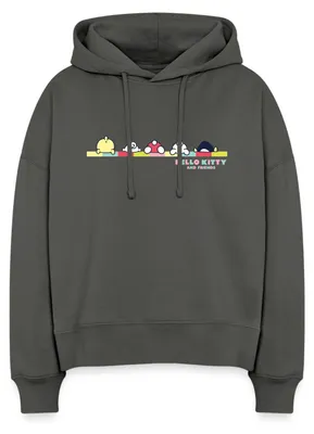 Produktbild von Spreadshirt Hello Kitty And Friends Pose Frauen Boxy Organic Hoodie, S, Anthrazit