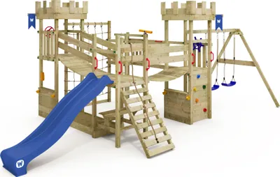 Image de Structure d'escalade Wickey Smart Arch avec balançoire et ponts suspendus, couleur bleue