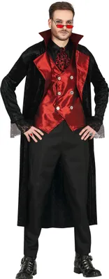 Immagine prodotto di Vampiro Halloween Cappotto Elegante Conte Rosso Scuro Nero Abbigliamento da sera elegante, Taglia: 48 - 50 (M) Colore: Nero