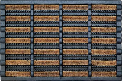 Zdjęcie produktu dla Wycieraczka do drzw 60 x 40 x 2,29 cm, kokos i guma i stal ocynkowana, beżowa, do przedpokoju