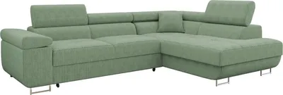 Produktbild von MIRJAN24 Ecksofa Torezio Cord, Stilvoll Eckcouch mit Bettkasten und Schlaffunktion, Einstellbare Kopfstützen, 274x203x70-90 cm (Farbe: Poso 47, Seite: Rechts)