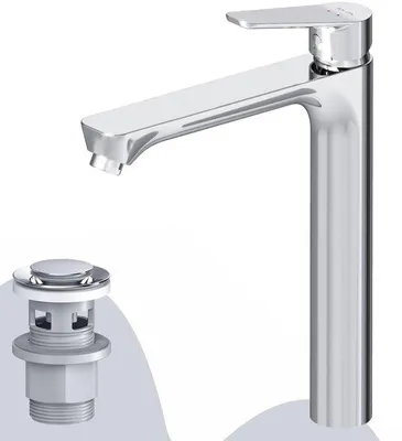 Productafbeelding van Wastafelmengkraan Wastafelmengkraan Badkamer Badkraan Mengkraan Wastafel en met klikafvoergarnituur, chroom (FTA92200)