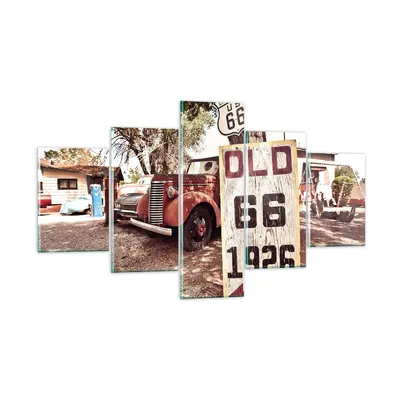 Produktbild von Bilder auf glas - Straße alt 66 USA - 125x70cm - Glasbilder - Wandbilder - Kunstdruck - zum Aufhängen bereit - Wanddekoration aus Glas - Glas Bilder - Wandbild auf Glas - 5 Teile - GEA125x70-3562