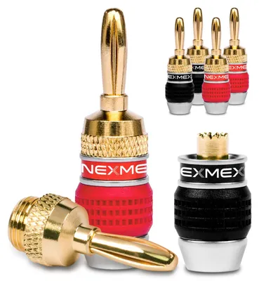 Produktbild von NEXMEX Bananenstecker 6 Stück High End Stecker 24K vergoldet für Kabel bis 6mm²