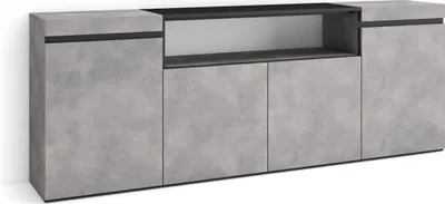Immagine prodotto di COZY Credenza, Mobile, Cucina, 200x35x75cm, 4 Porte, grande stoccaggio, Cemento
