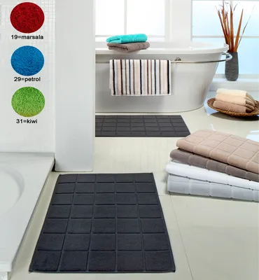 Produktbild von Ross uni Zwirn-Frottier Duschvorlage oder Badematte Quadraten-Muster Farbauswahl, Größe:Duschvorlage 50 x 70 cm, Farben:petrol