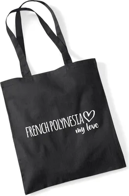 Produktbild von Huuraa Jutebeutel French Polynesia my love 10 Liter Black Baumwolle Tasche Geschenkidee