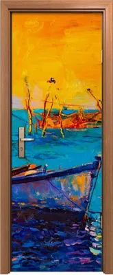 Produktbild von Türposter 70x200 cm Türaufkleber Türtapete Türfolie Klebefolie Meereslandschaft Ozean Boot Meer