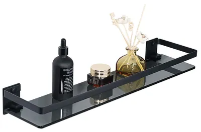 Produktbild von Duschablage Glasablage Duschregal - 50 cm - Gehärtetes Glas - Schwarz - Für Badezimmer